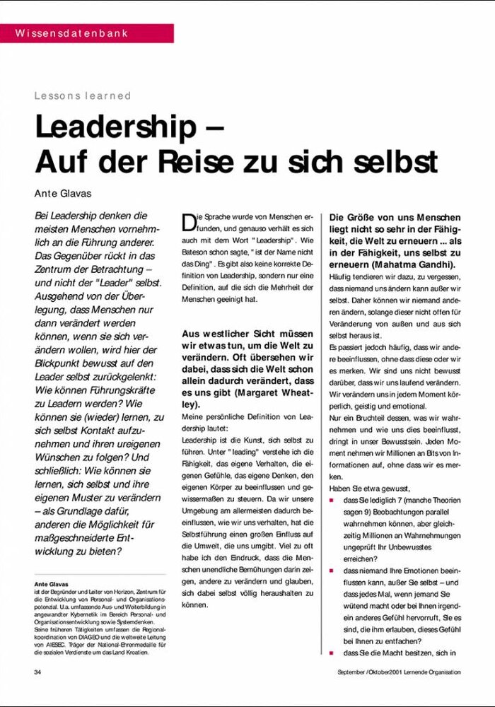 Leadership – Auf der Reise zu sich selbst