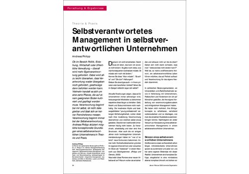 Selbstverantwortetes Management in selbstverantwortlichen Unternehmen