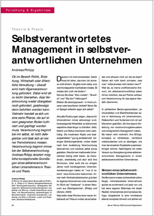 Selbstverantwortetes Management in selbstverantwortlichen Unternehmen
