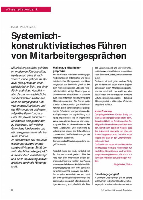 Systemischkonstruktivistisches Führen von Mitarbeitergesprächen