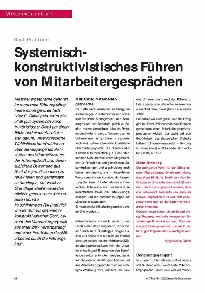Systemischkonstruktivistisches Führen von Mitarbeitergesprächen