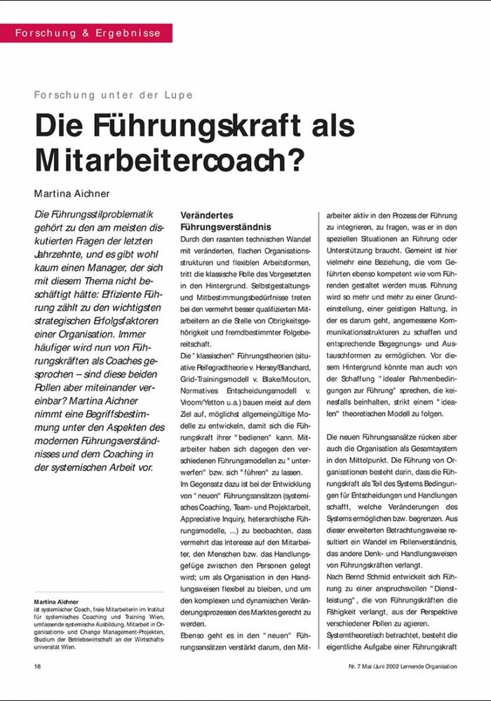 Die Führungskraft als Mitarbeitercoach?