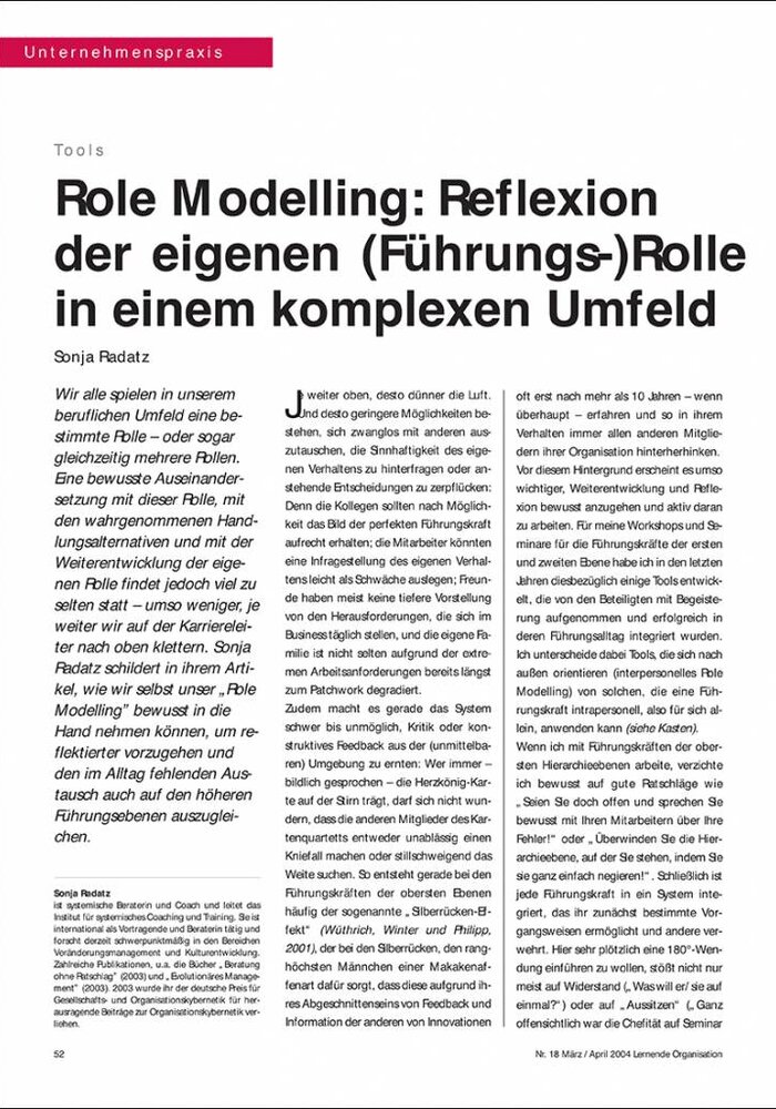 Role Modelling: Reflexion der eigenen (Führungs-)Rolle in einem komplexen Umfeld