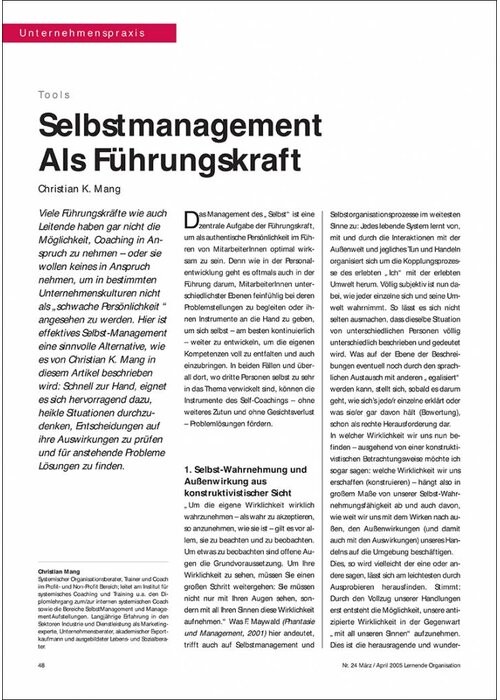 Selbstmanagement als Führungskraft