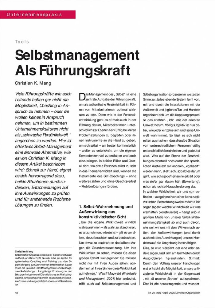 Selbstmanagement als Führungskraft