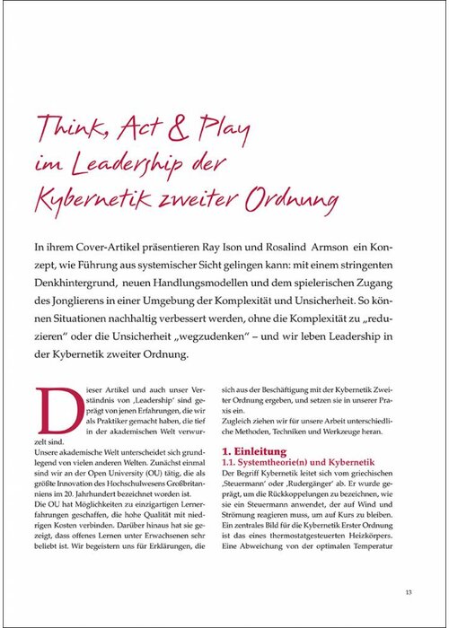 Think, Act & Play im Leadership der Kybernetik zweiter Ordnung