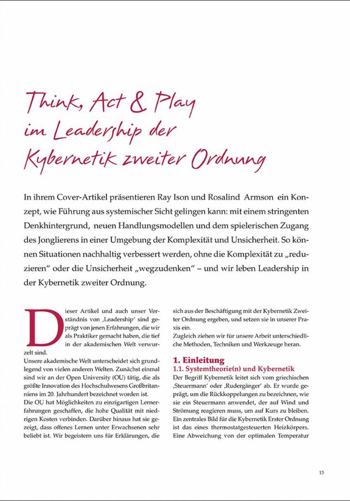 Think, Act & Play im Leadership der Kybernetik zweiter Ordnung