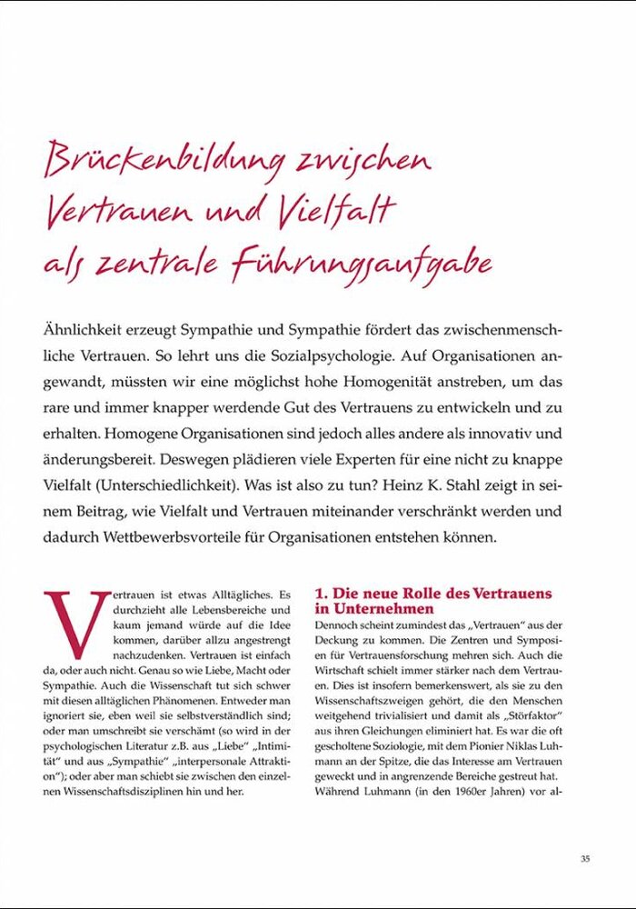 Brückenbildung zwischen Vertrauen und Vielfalt als zentrale Führungsaufgabe