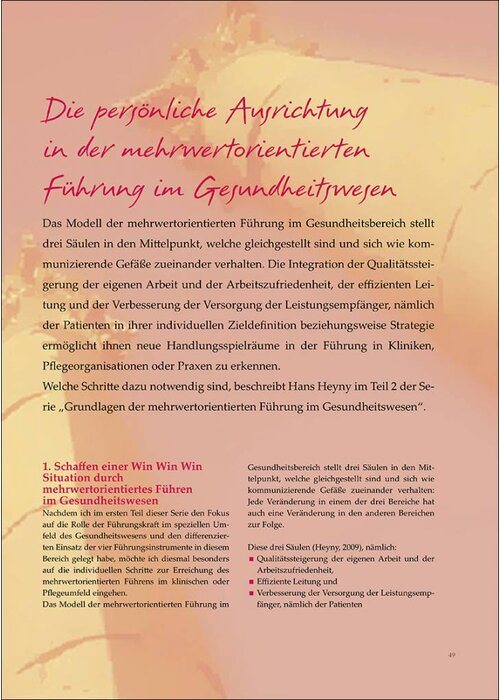 Die persönliche Ausrichtung in der mehrwertorientierten Führung im Gesundheitswesen