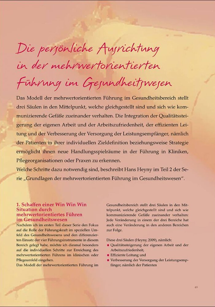 Die persönliche Ausrichtung in der mehrwertorientierten Führung im Gesundheitswesen