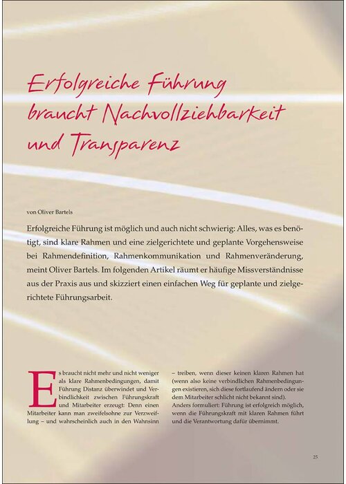 Erfolgreiche Führung braucht Nachvollziehbarkeit und Transparenz