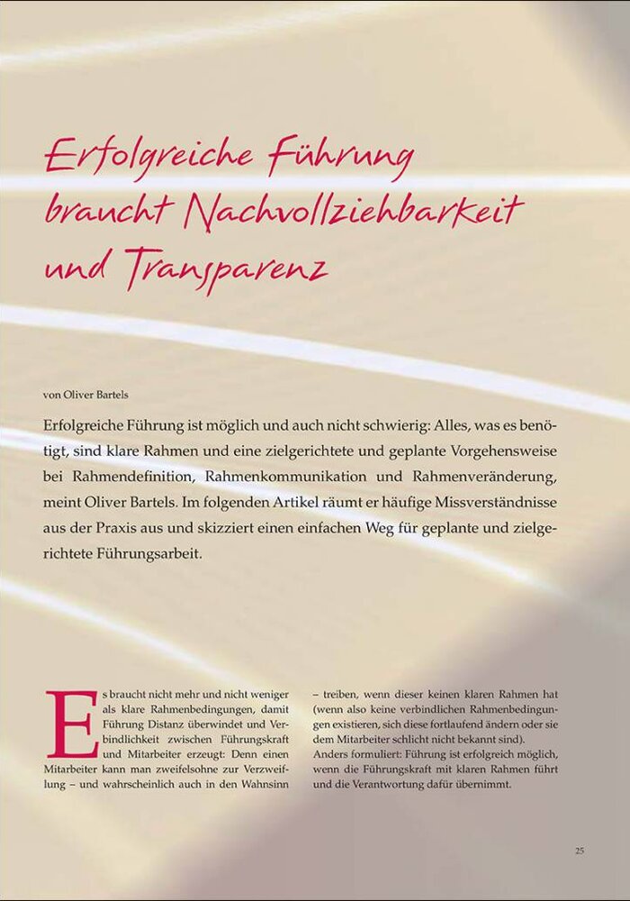 Erfolgreiche Führung braucht Nachvollziehbarkeit und Transparenz