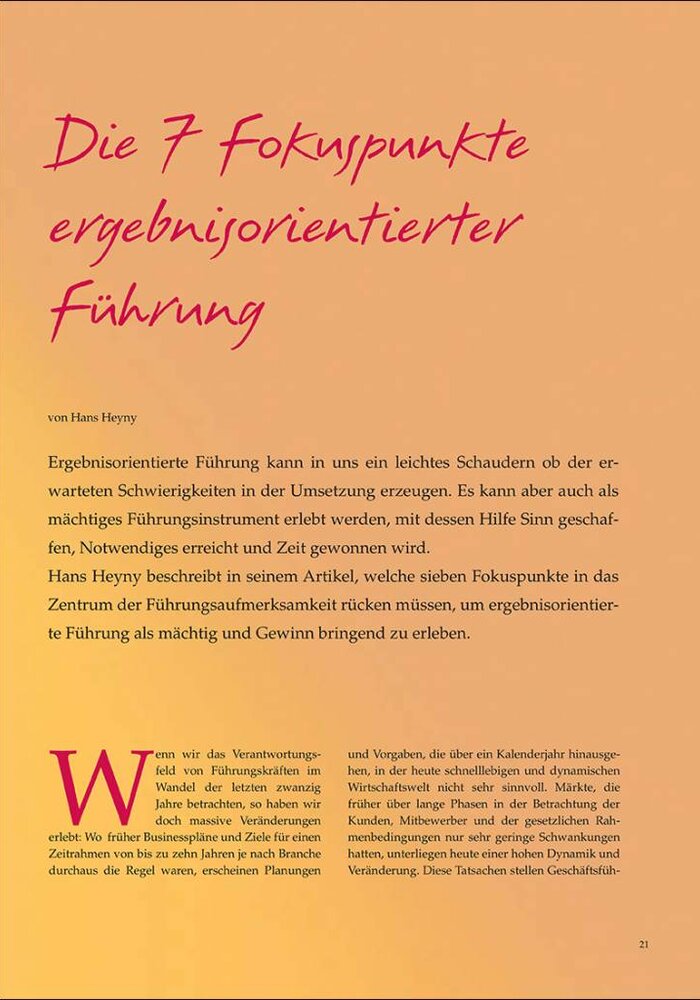 Die 7 Fokuspunkte ergebnisorientierter Führung