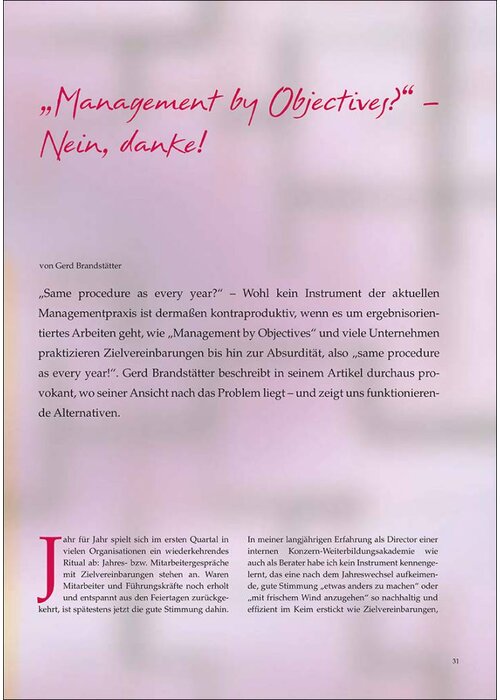 „Management by Objectives?“ – Nein, danke!