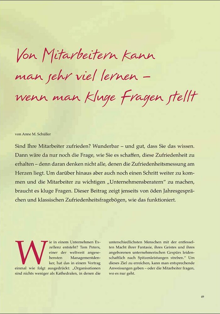 von Mitarbeitern kann man sehr viel lernen – wenn man kluge Fragen stellt