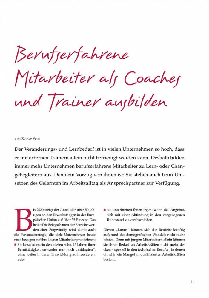 Berufserfahrene Mitarbeiter als Coaches und Trainer ausbilden