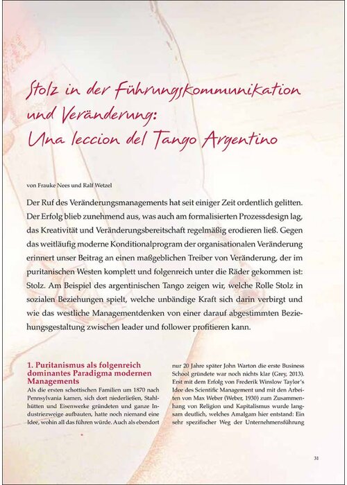 Stolz in der Führungskommunikation und Veränderung: Una leccion del Tango Argentino