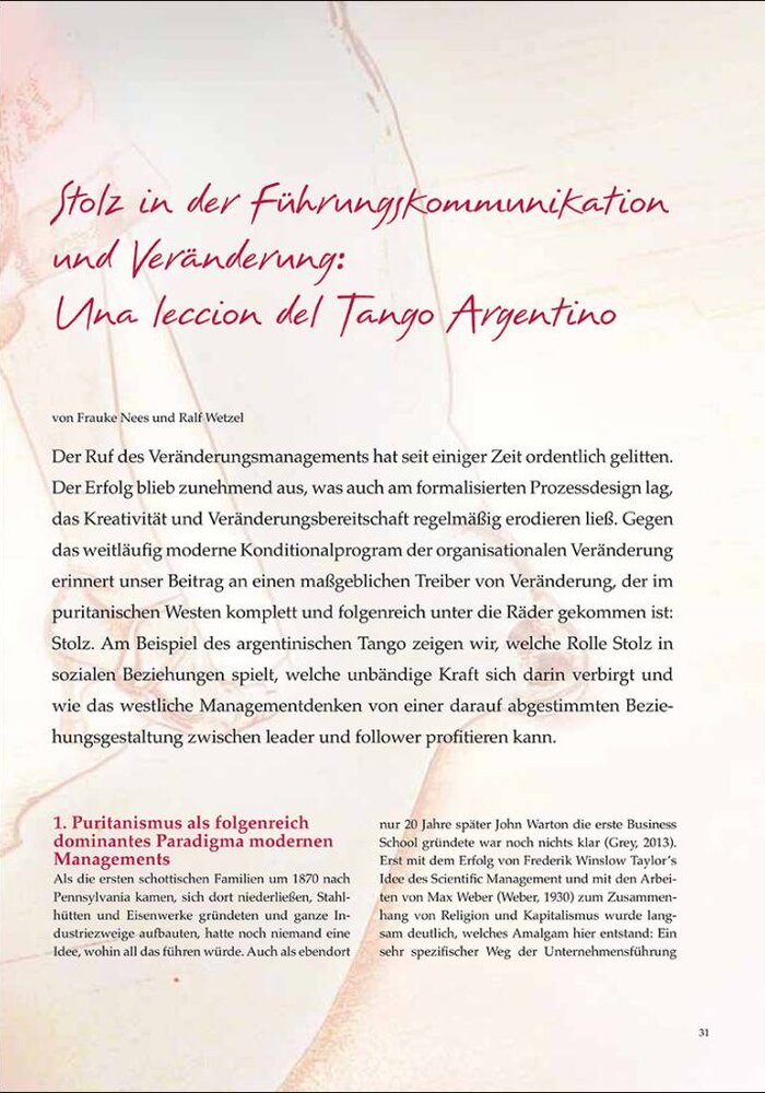 Stolz in der Führungskommunikation und Veränderung: Una leccion del Tango Argentino