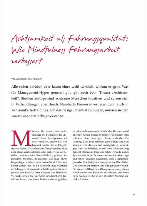 Achtsamkeit als Führungsqualität: Wie Mindfulness Führungsarbeit verbessert
