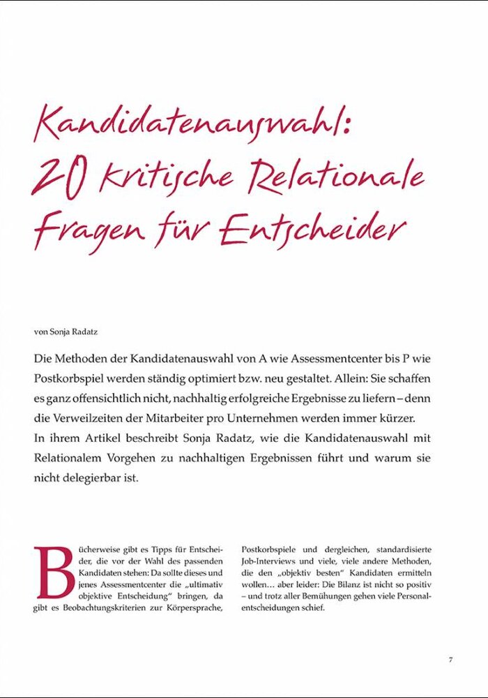 Kandidatenauswahl: 20 kritische Relationale Fragen für Entscheider