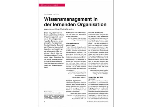 Wissensmanagement in der lernenden Organisation