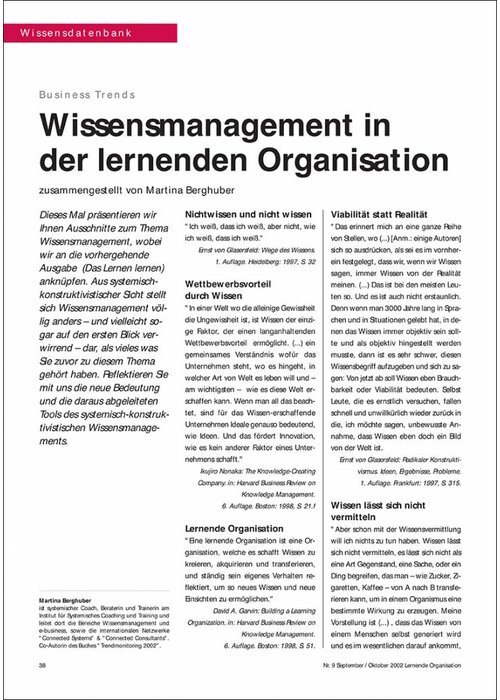 Wissensmanagement in der lernenden Organisation
