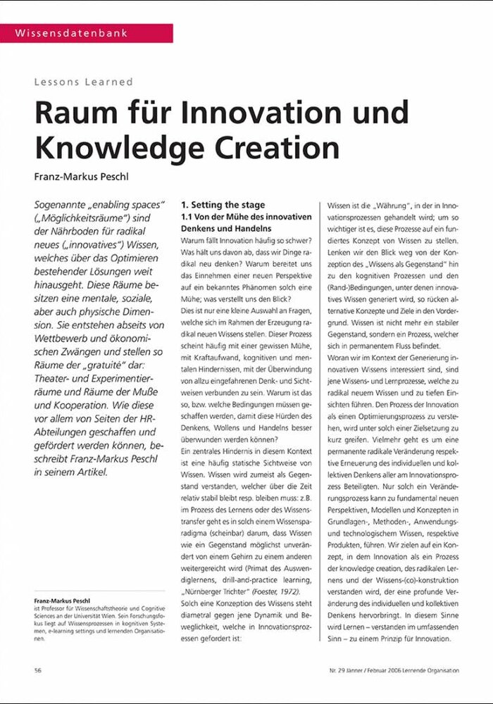 Raum für Innovation und Knowledge Creation
