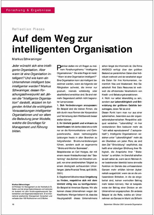 Auf dem Weg zur intelligenten Organisation