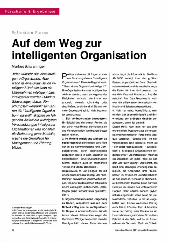Auf dem Weg zur intelligenten Organisation