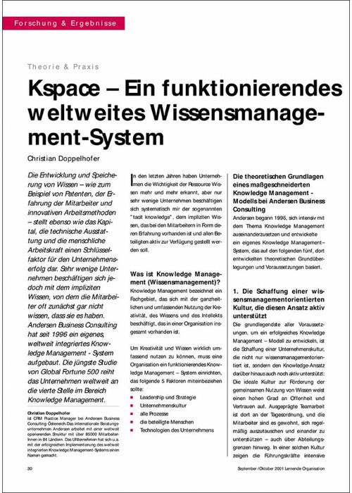 Kspace – Ein funktionierendes weltweites Wissensmanagement- System