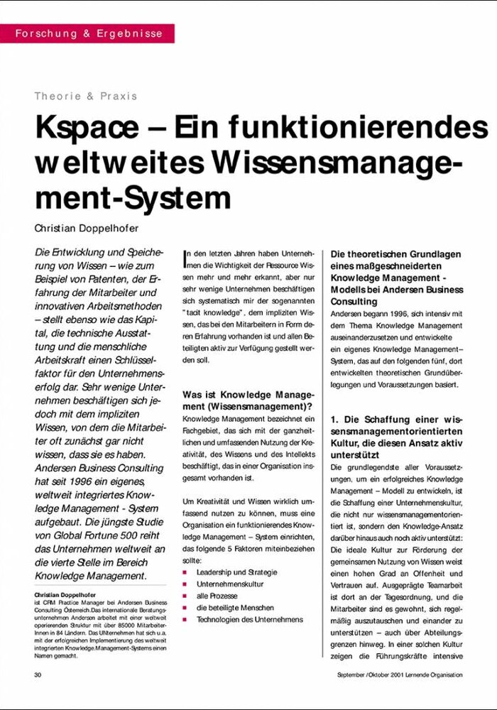 Kspace – Ein funktionierendes weltweites Wissensmanagement- System