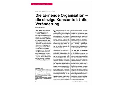 Die Lernende Organisation – die einzige Konstante ist die Veränderung