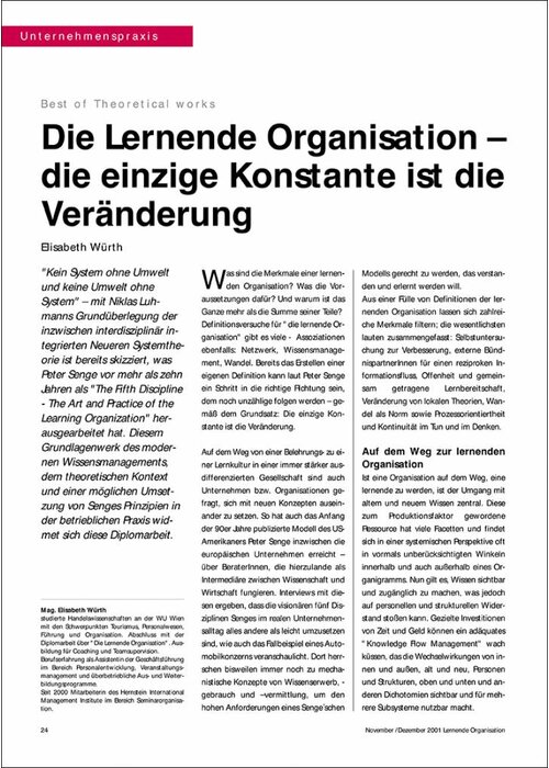 Die Lernende Organisation – die einzige Konstante ist die Veränderung