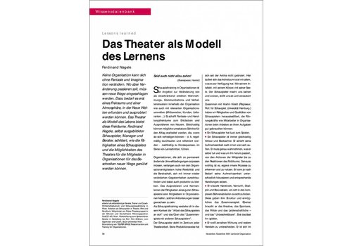 Das Theater als Modell des Lernens