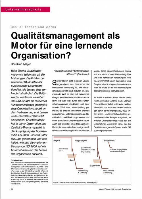 Qualitätsmanagement als Motor für eine lernende Organisation?