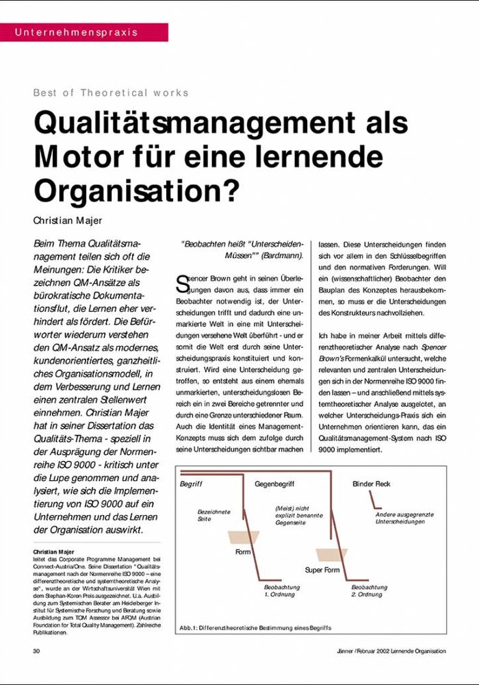 Qualitätsmanagement als Motor für eine lernende Organisation?