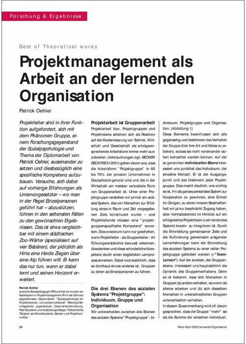 Projektmanagement als Arbeit an der lernenden Organisation