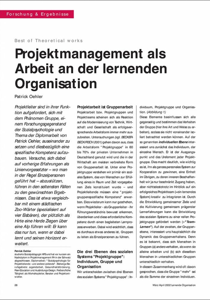 Projektmanagement als Arbeit an der lernenden Organisation