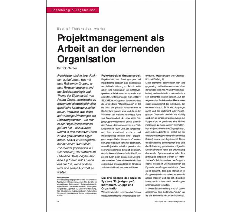 Projektmanagement als Arbeit an der lernenden Organisation