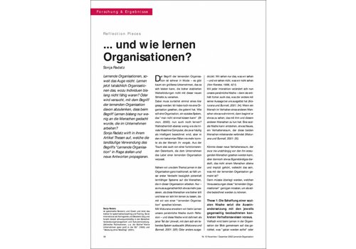 ... und wie lernen Organisationen?
