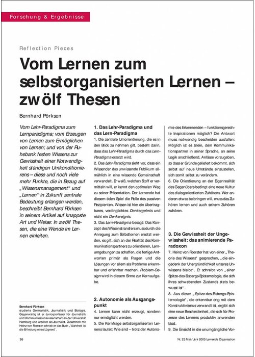 Vom Lernen zum selbstorganisierten Lernen – zwölf Thesen
