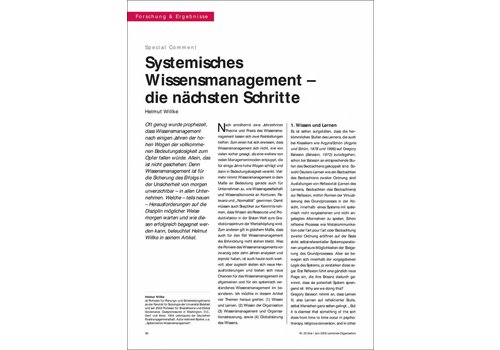 Systemisches Wissensmanagement – die nächsten Schritte