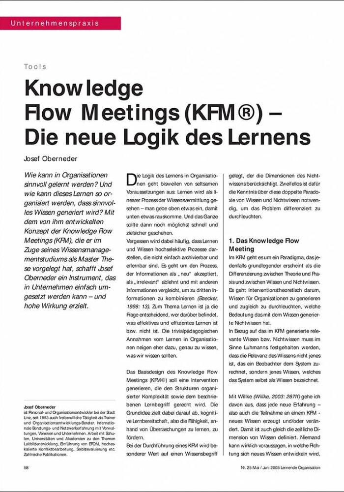 Knowledge Flow Meetings (KFM©) – Die neue Logik des Lernens
