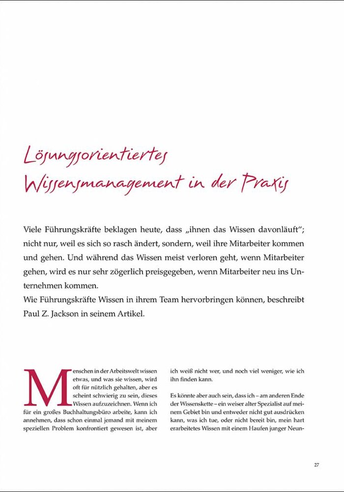 Lösungsorientiertes Wissensmanagement in der Praxis