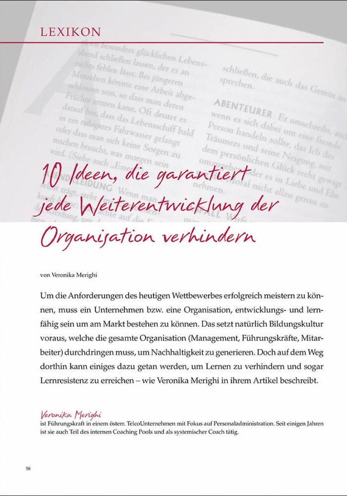 10 Ideen, die garantiert jede Weiterentwicklung der Organisation verhindern