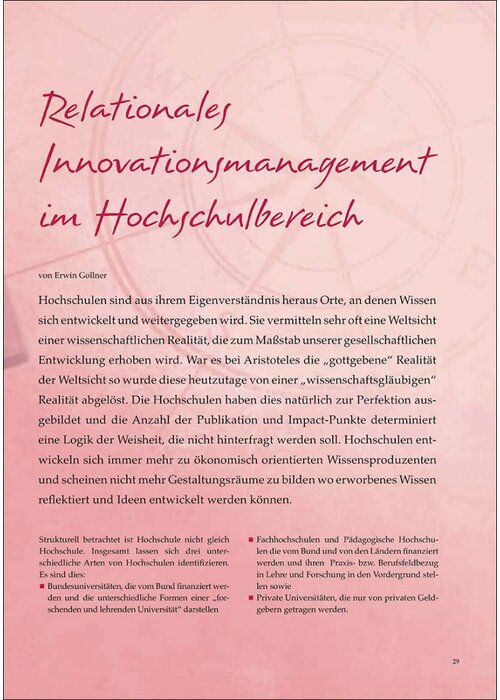 Relationales Innovationsmanagement Im Hochschulbereich