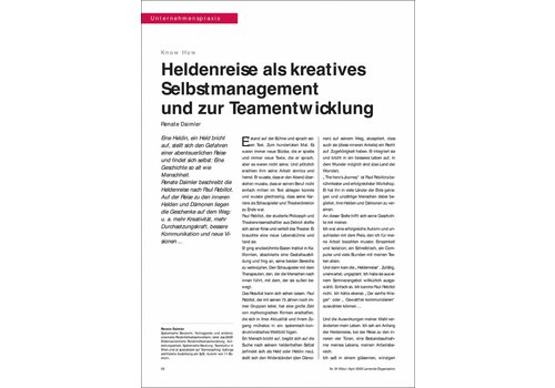 Heldenreise als kreatives Selbstmanagement und zur Teamentwicklung