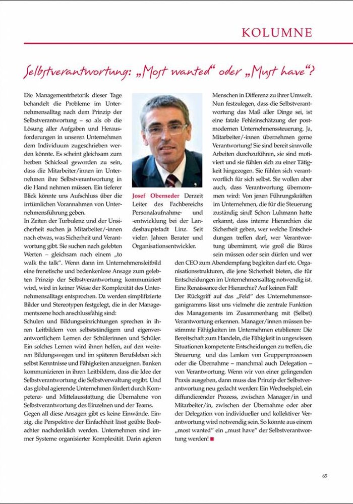 Selbstverantwortung: „Most wanted“ oder „Must have“?