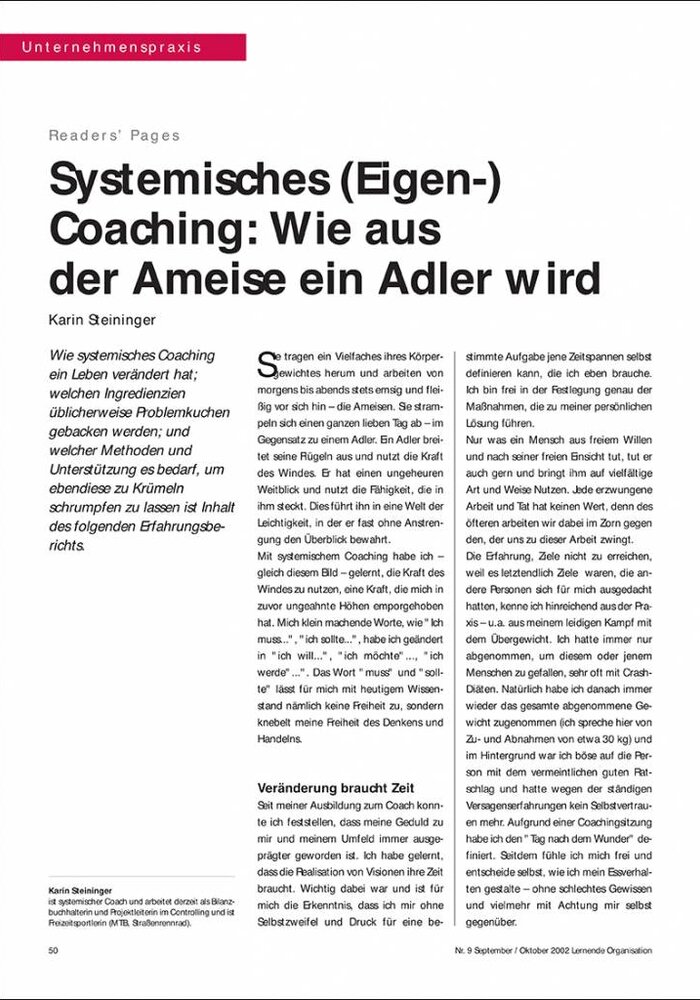 Systemisches (Eigen-) Coaching: Wie aus der Ameise ein Adler wird