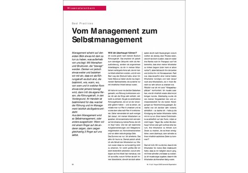 Vom Management zum Selbstmanagement